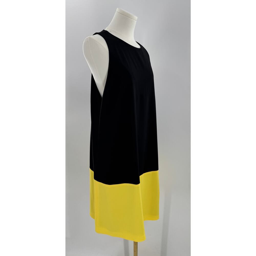 Alice & Olivia Black Yellow Sheath Dress Sleeveless Colorblock Tank Large